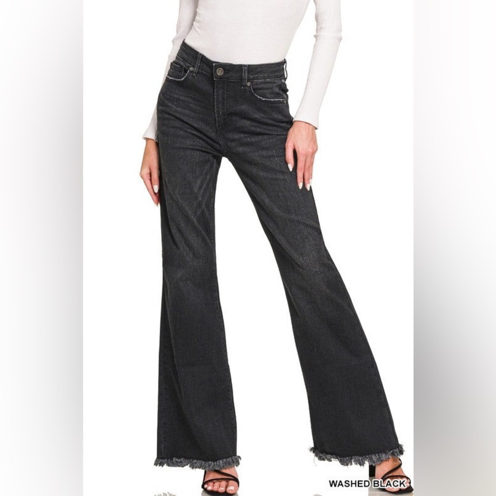 Zenana Washed Black Flares